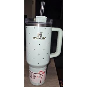 Stanley Quencher H2.0 40oz Tumbler Mint Green Polka Dot Handle Straw NEW